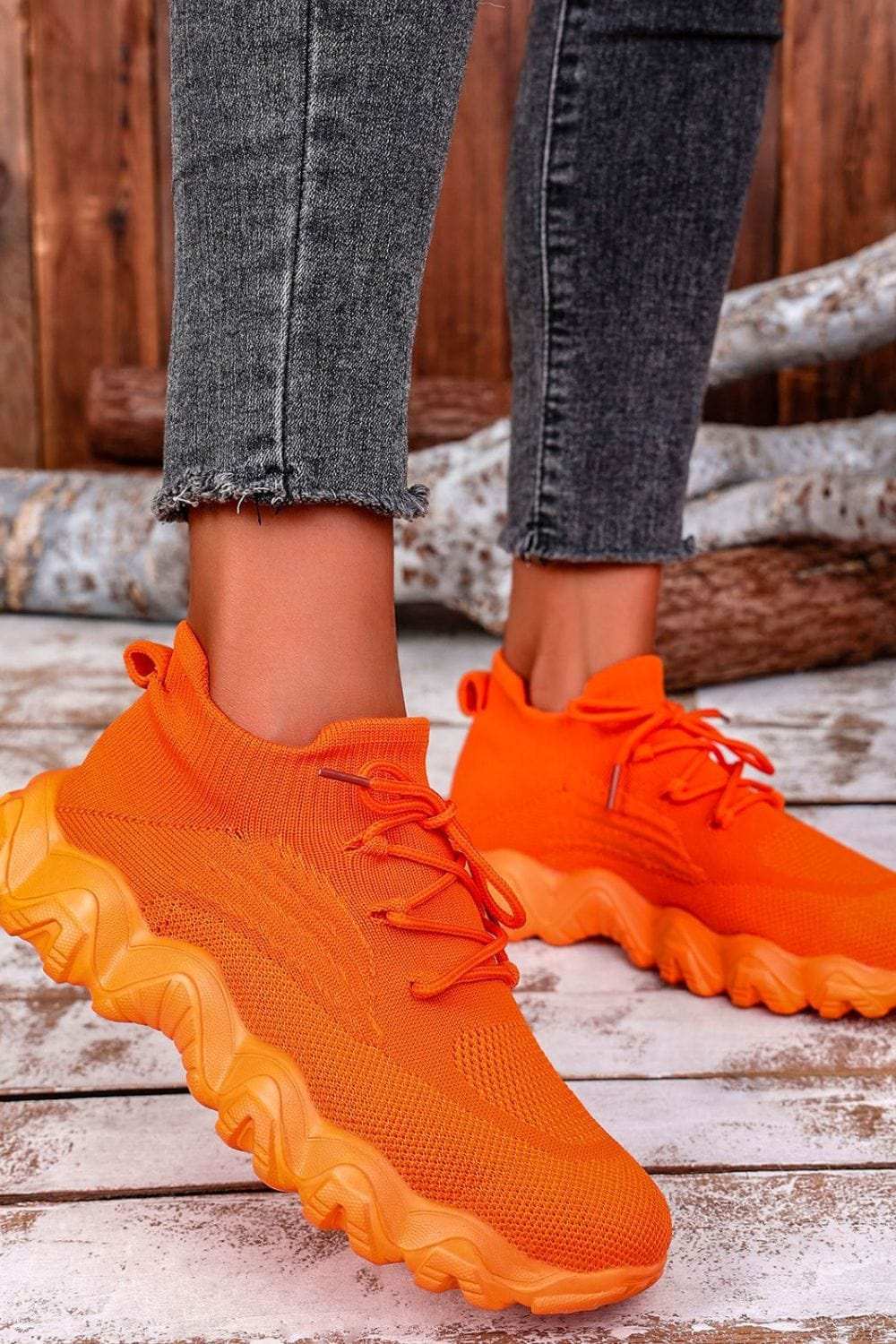 Mesh Lace-Up Round Toe Athletic - Trendsi - Flyclothing LLC