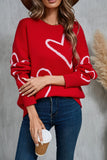 Angel Wings Heart Dropped Shoulder Long Sleeve Sweater - Trendsi