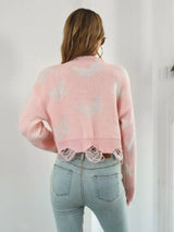 Distressed Butterfly Cropped Sweater - Trendsi - Flyclothing LLC