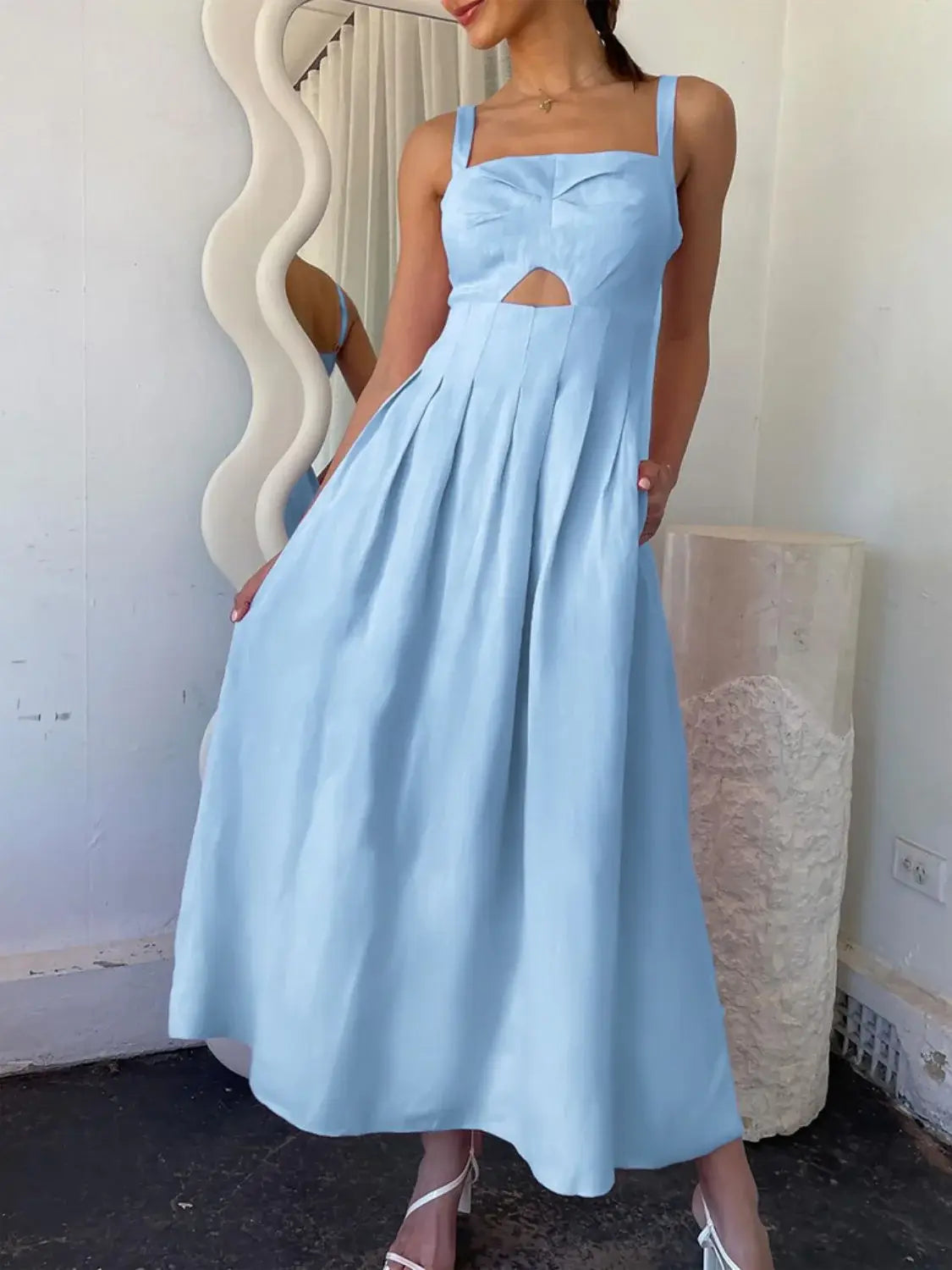 Devine Cutout Square Neck Cami Dress - Trendsi - Flyclothing LLC
