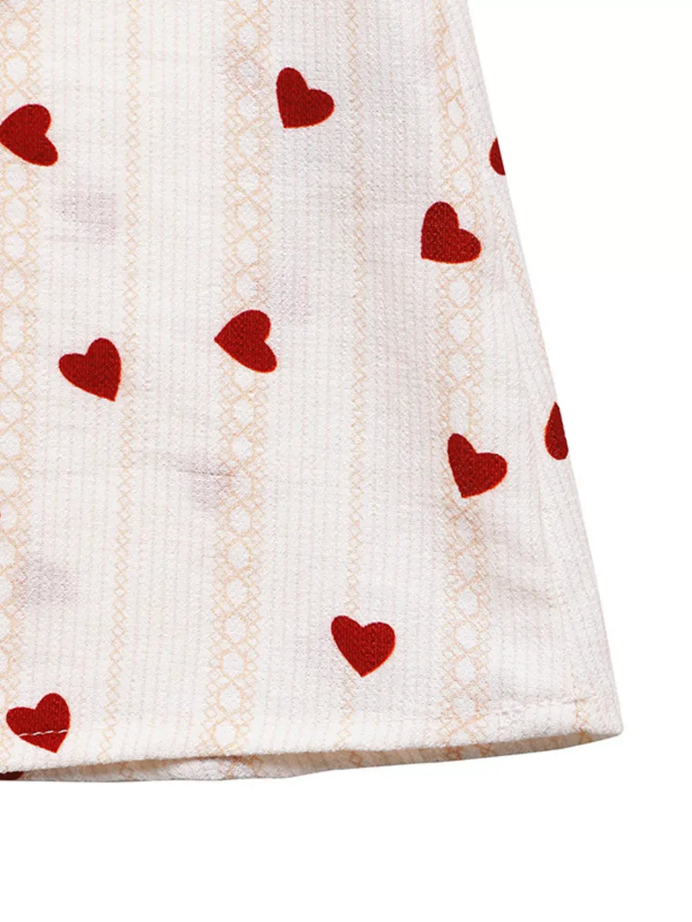 Heart Print Tie Shoulder A-Line Mini Dress - Trendsi - Flyclothing LLC