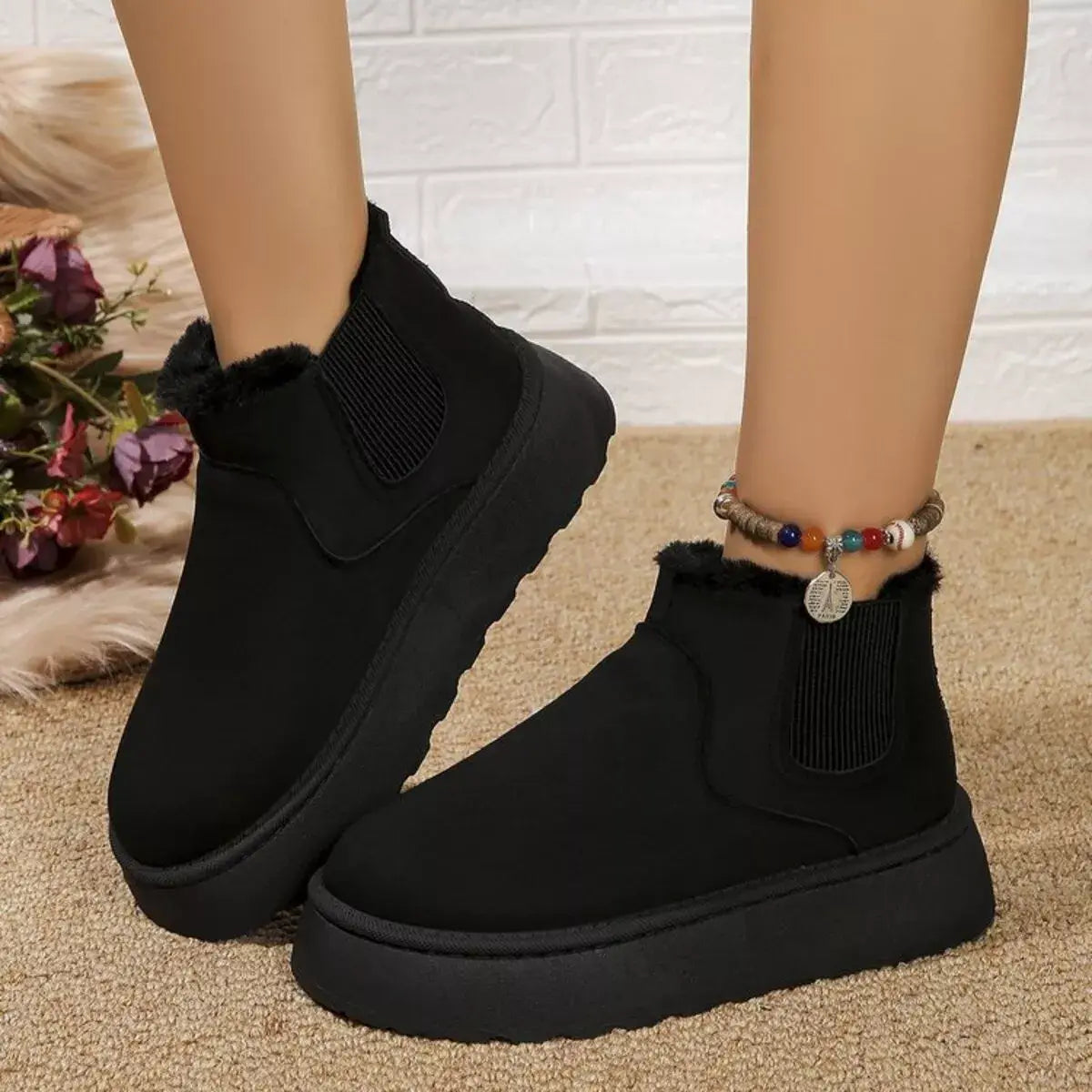 Round Toe Platform Ankle Boots - Trendsi - Flyclothing LLC