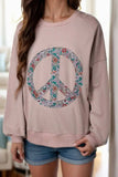 Peace Sign Applique Long Sleeve Sweatshirt - Trendsi - Flyclothing LLC