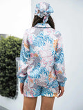 Printed Button Up Long Sleeve Shirt and Shorts Set - Trendsi - Flyclothing LLC