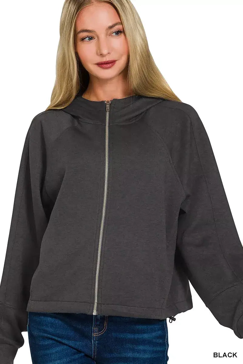 Zenana Soft Scuba Full Zip Hoodie Jacket - Trendsi - Flyclothing LLC