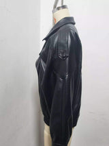 Zip-Up Faux Leather Moto Jacket - Trendsi - Flyclothing LLC