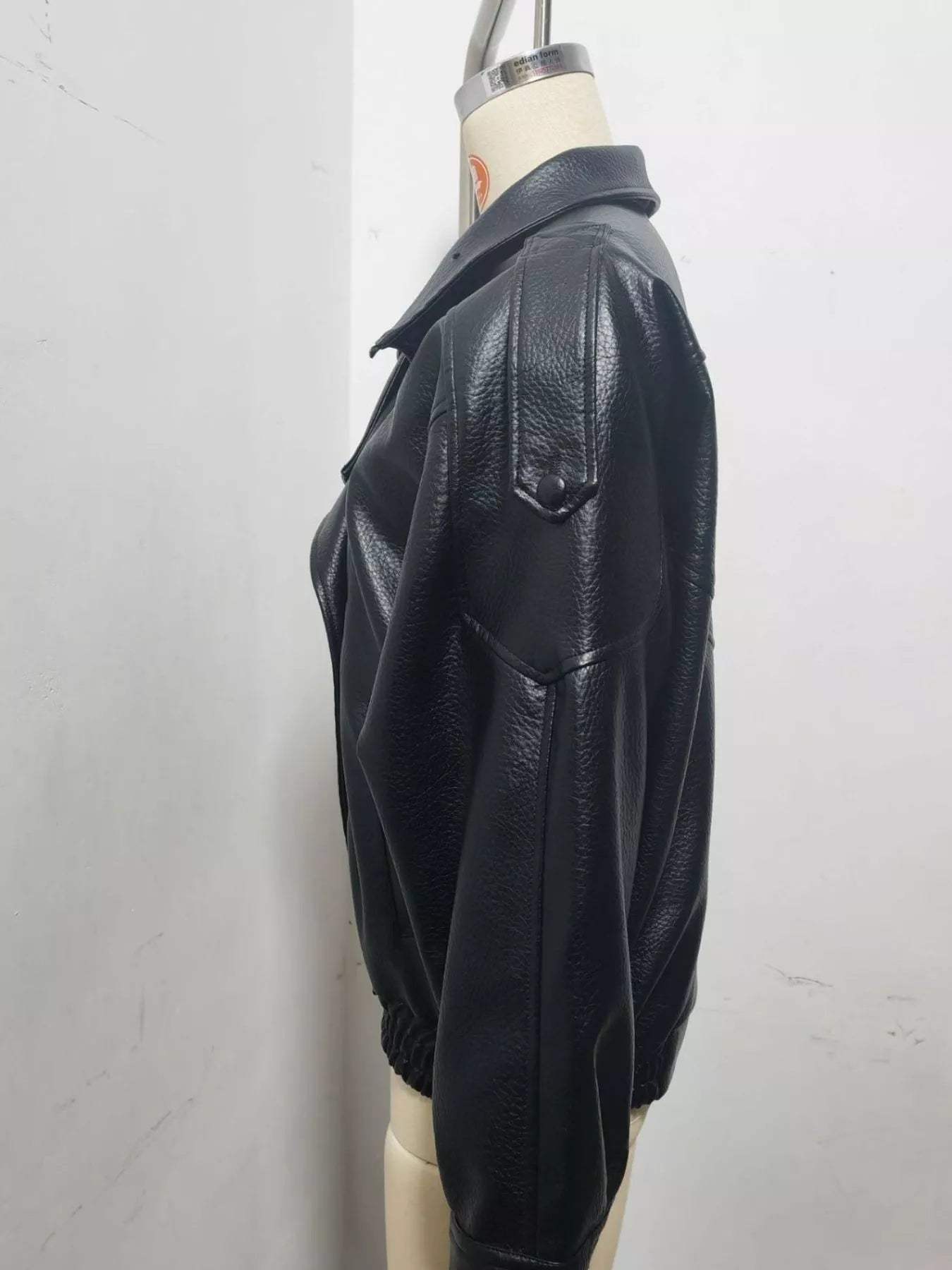 Zip-Up Faux Leather Moto Jacket - Trendsi - Flyclothing LLC