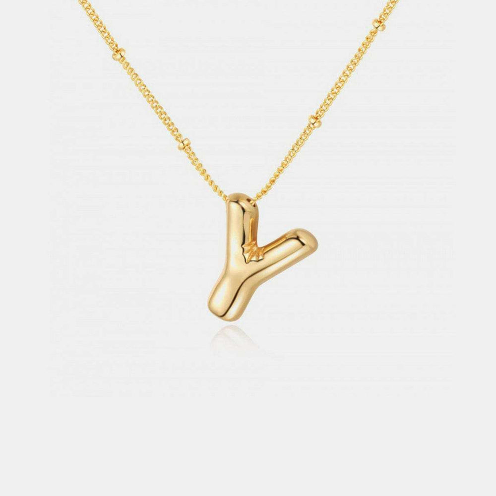 Gold-Plated Letter Pendant Necklace - Trendsi - Flyclothing LLC
