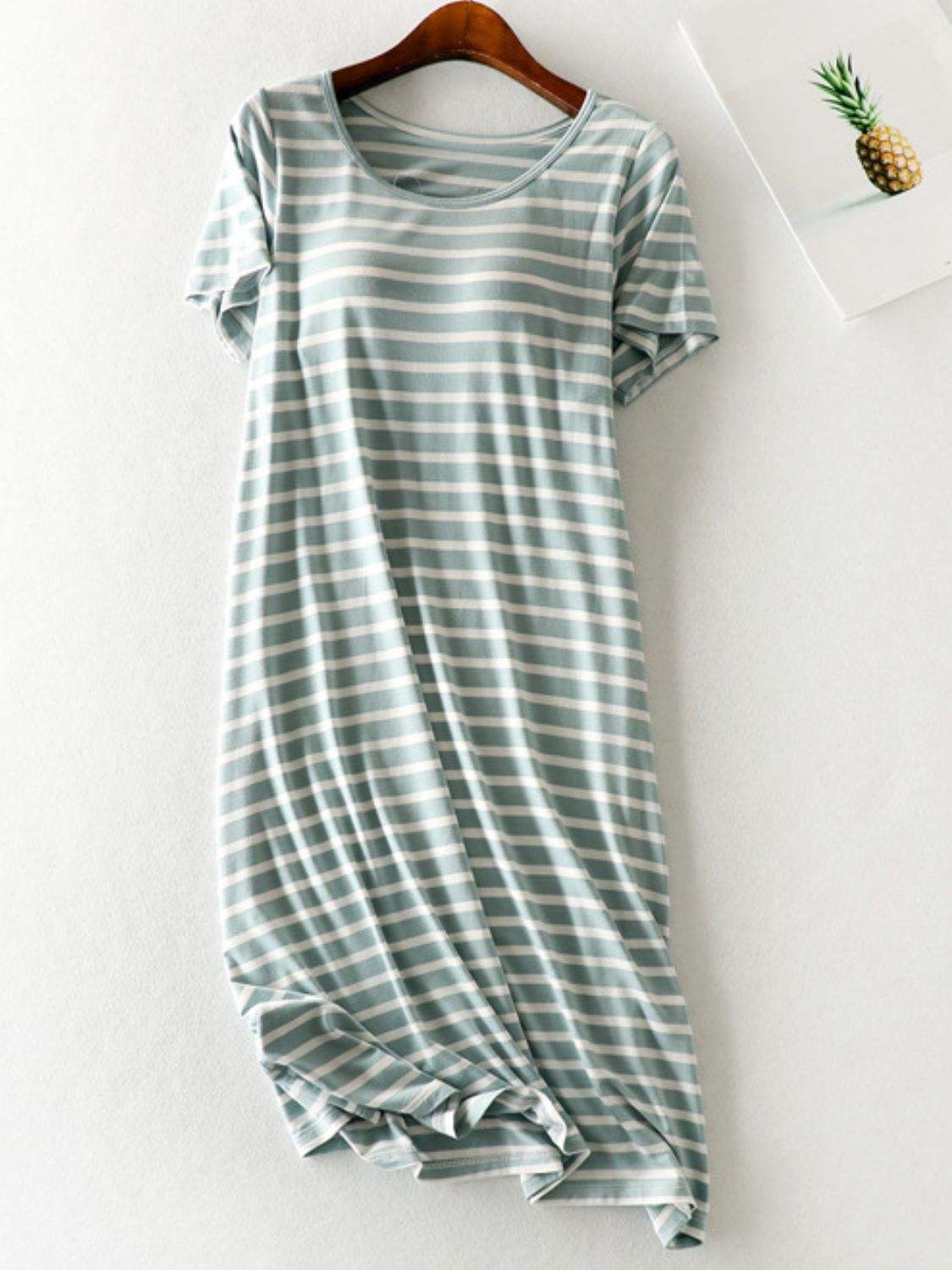 Striped Round Neck Short Sleeve Dress - Trendsi - Flyclothing LLC