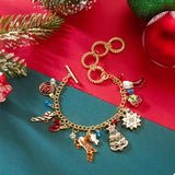 18K Gold-Plated Christmas Charm Bracelet - Trendsi - Flyclothing LLC