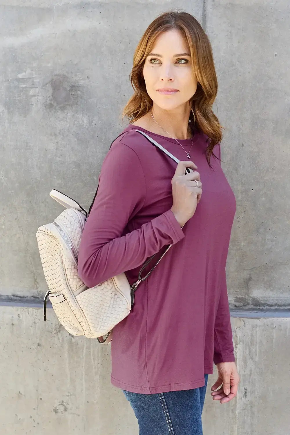 Basic Bae Full Size Round Neck Long Sleeve Top - ShopBasicbae - Flyclothing LLC