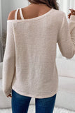Waffle Knit One-Shoulder Blouse - Trendsi - Flyclothing LLC