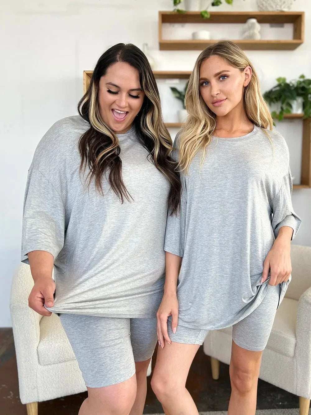 Basic Bae Bamboo Full Size Round Neck Drop Shoulder T-Shirt and Shorts Set - Trendsi - Flyclothing LLC