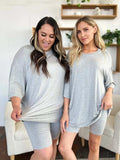 Basic Bae Bamboo Full Size Round Neck Drop Shoulder T-Shirt and Shorts Set - Trendsi - Flyclothing LLC