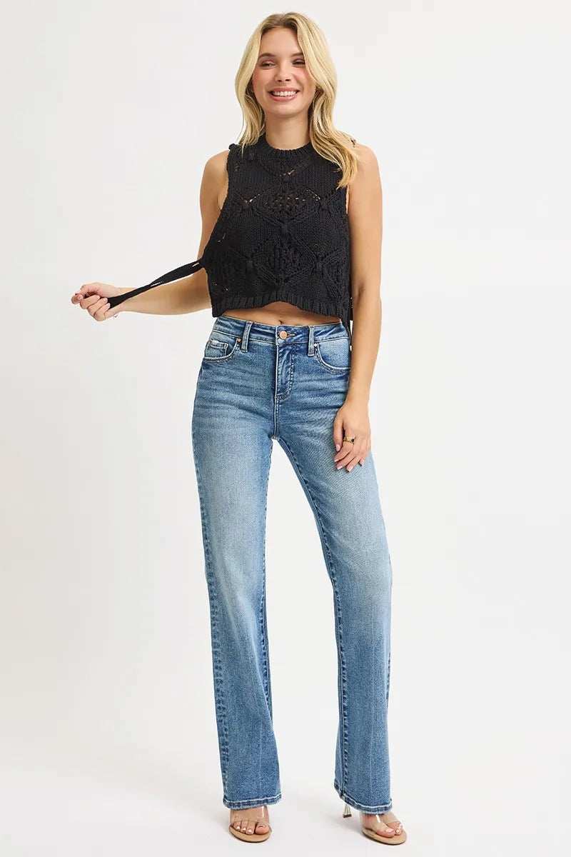 RISEN Full Size Tummy Control High Rise Straight Jeans Plus Size - Trendsi - Flyclothing LLC