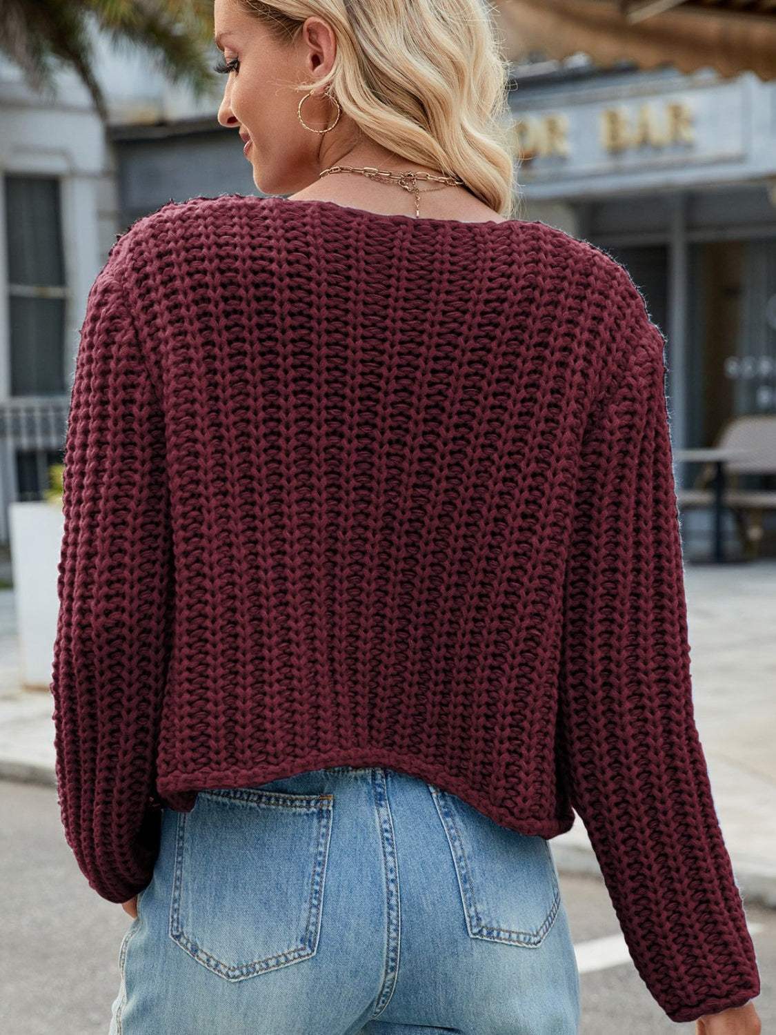 Round Neck Button Up Cardigan with Pockets - Trendsi - Flyclothing LLC