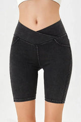 Basic Bae Asymmetrical Waist Denim Shorts with Pockets - ShopBasicbae - Flyclothing LLC