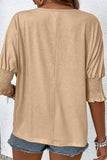 Round Neck Smocked Half Sleeve Top - Trendsi - Flyclothing LLC
