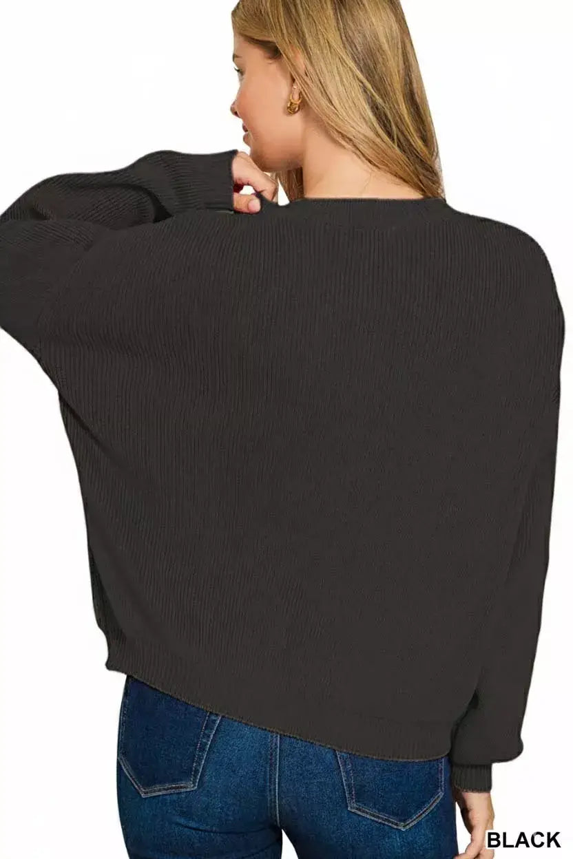 Zenana American Flag Crew Neck Sweater - Trendsi - Flyclothing LLC
