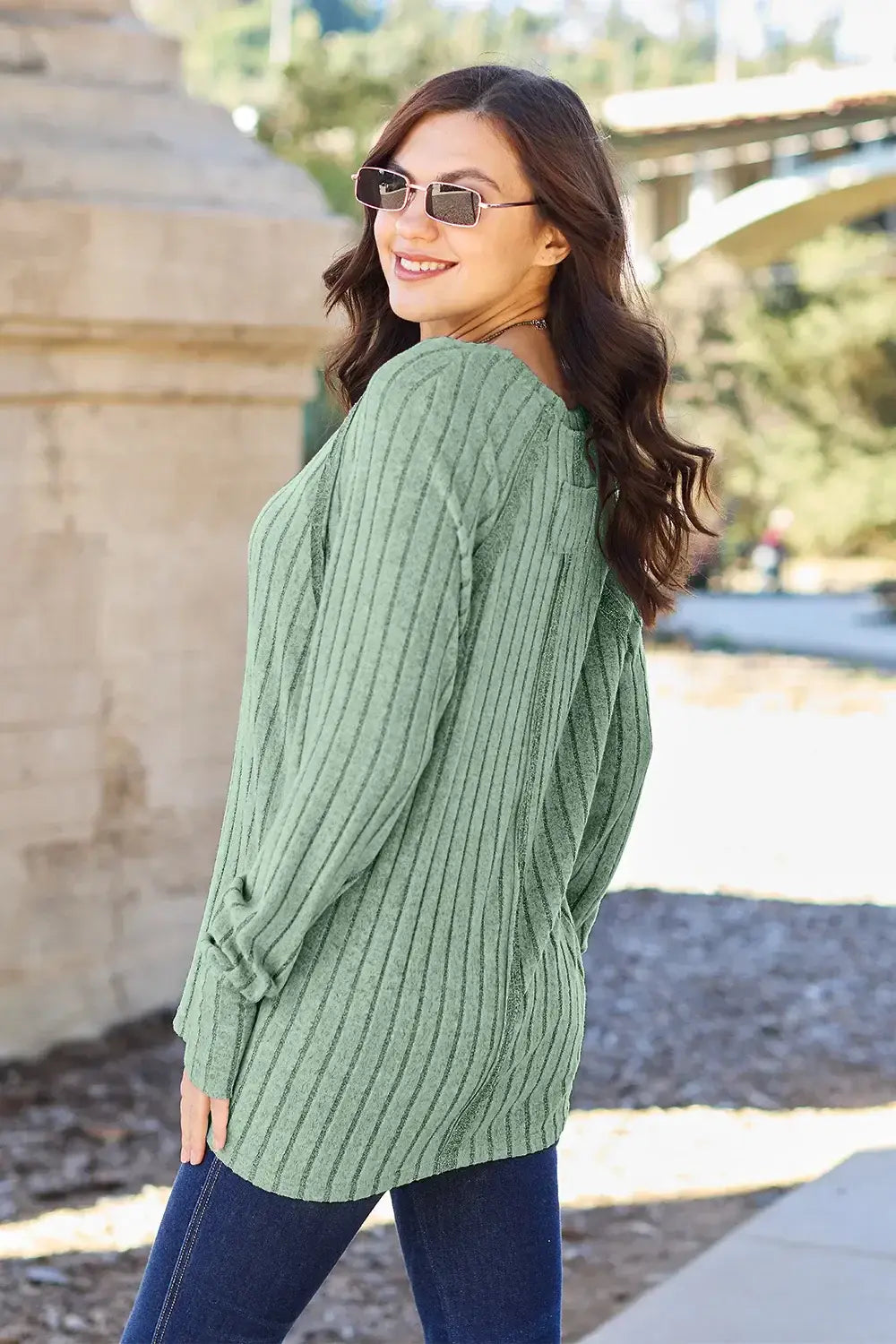 Basic Bae Full Size Ribbed Round Neck Long Sleeve Knit Top - ShopBasicbae - Flyclothing LLC