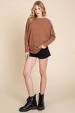BOMBOM Drop Shoulder Long Sleeve Knit Top - Trendsi - Flyclothing LLC