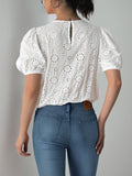Perfee Tied Eyelet Short Sleeve Bodysuit - Trendsi