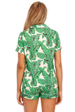 Printed Button Up Short Sleeve Top and Shorts Lounge Set - Trendsi - Flyclothing LLC