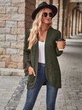 Ribbed Open Front Long Cardigan with Pockets - Trendsi - Flyclothing LLC