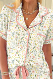Printed Button Up Short Sleeve Top and Shorts Lounge Set - Trendsi - Flyclothing LLC