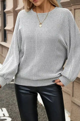 Striped Round Neck Long Sleeve Top - Trendsi - Flyclothing LLC