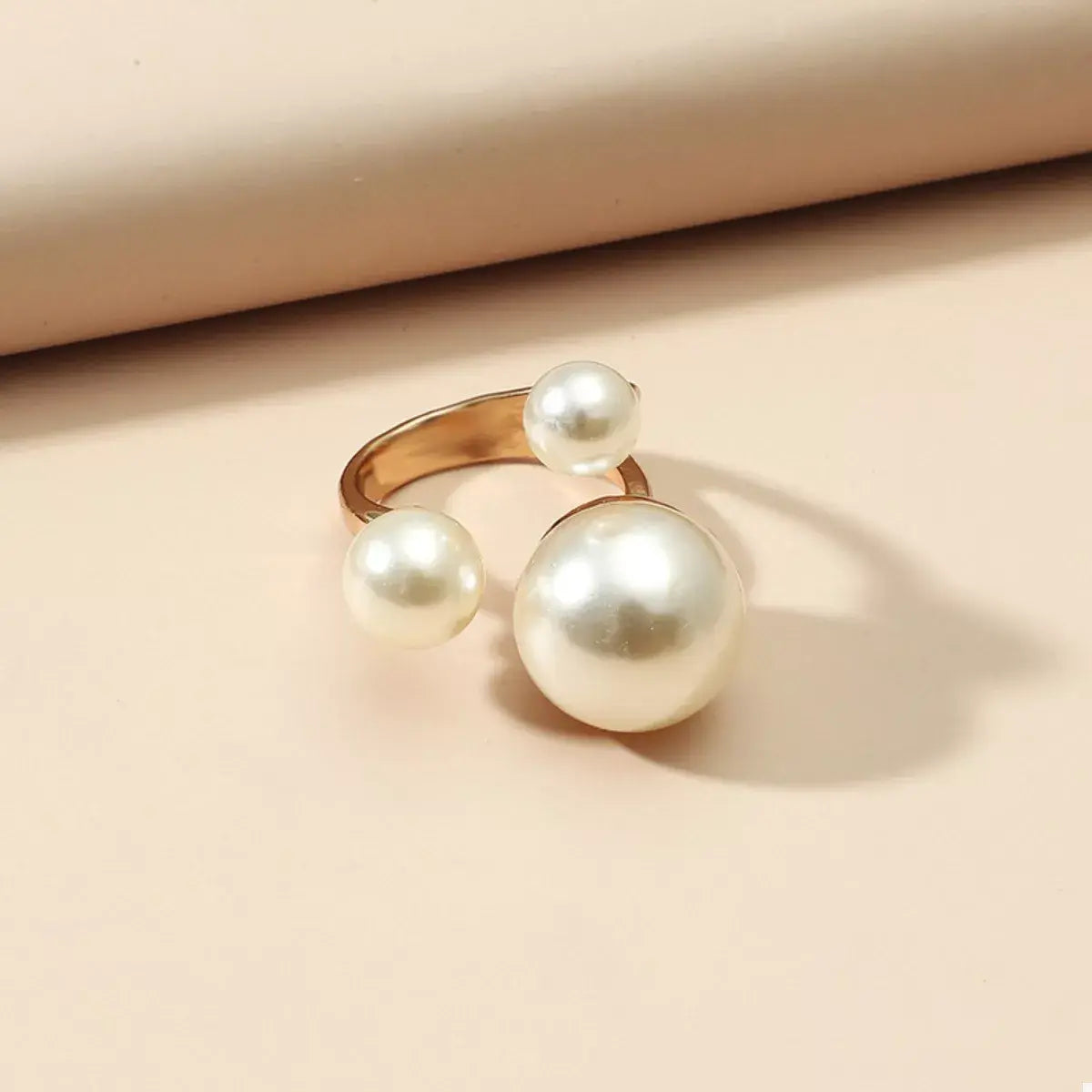 18K Gold-Plated Pearl Open Ring - Trendsi - Flyclothing LLC