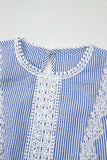 Stripe Lace Patchwork Crew Neck Sleeveless Top - Trendsi - Flyclothing LLC