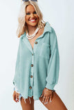 Waffle-Knit Collared Neck Long Sleeve Shirt - Trendsi - Flyclothing LLC