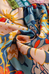 Printed Notched Flounce Sleeve Mini Dress - Trendsi - Flyclothing LLC