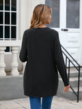 Ribbed Button Down V-Neck Long Sleeve Cardigan - Trendsi