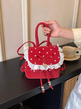 Polka Dot Lace Trim Backpack Bag - Trendsi - Flyclothing LLC