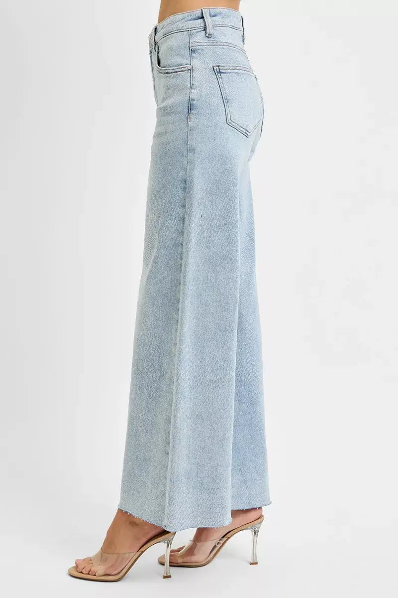 RISEN Full Size High Rise Ankle Wide Palazzo Jeans Plus Size - Trendsi - Flyclothing LLC
