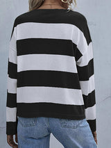 Striped Casual Long Sleeve Knit Top - Trendsi - Flyclothing LLC