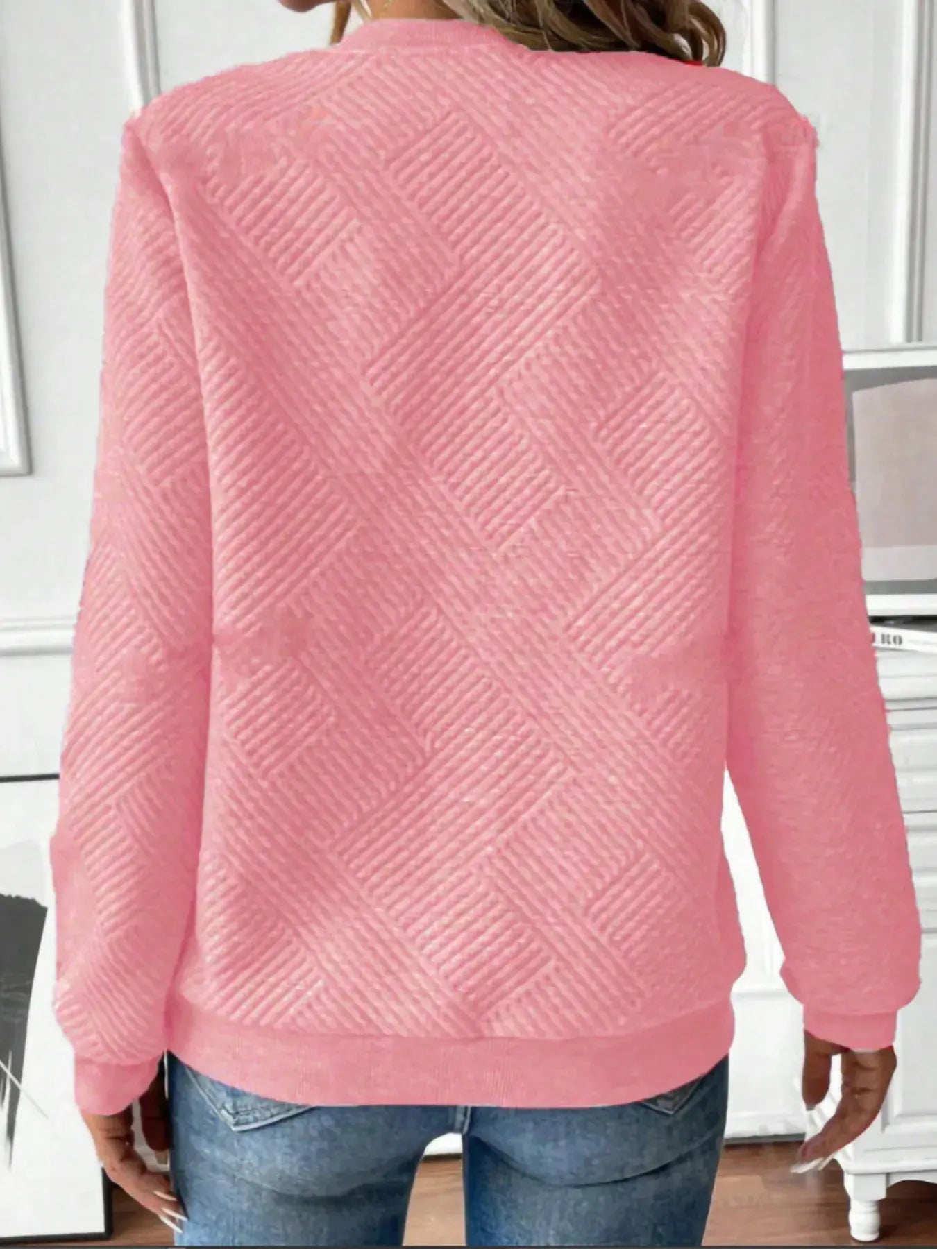 Quarter Zip Textured Long Sleeve Sweatshirt - Trendsi - Flyclothing LLC