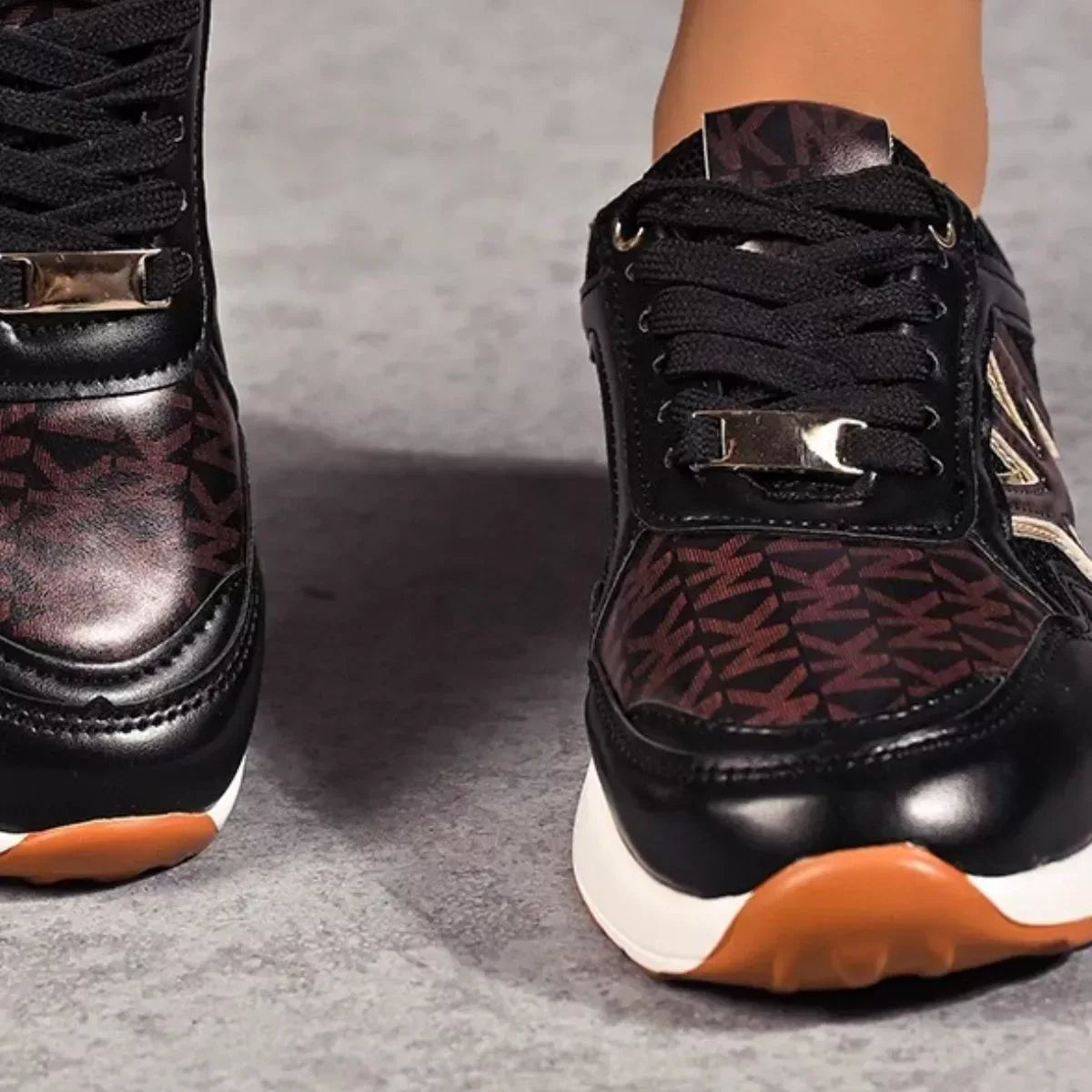 Lace Up Round Toe Sneakers - Trendsi - Flyclothing LLC