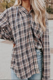 Drawstring Plaid Hooded Long Sleeve Shirt - Trendsi