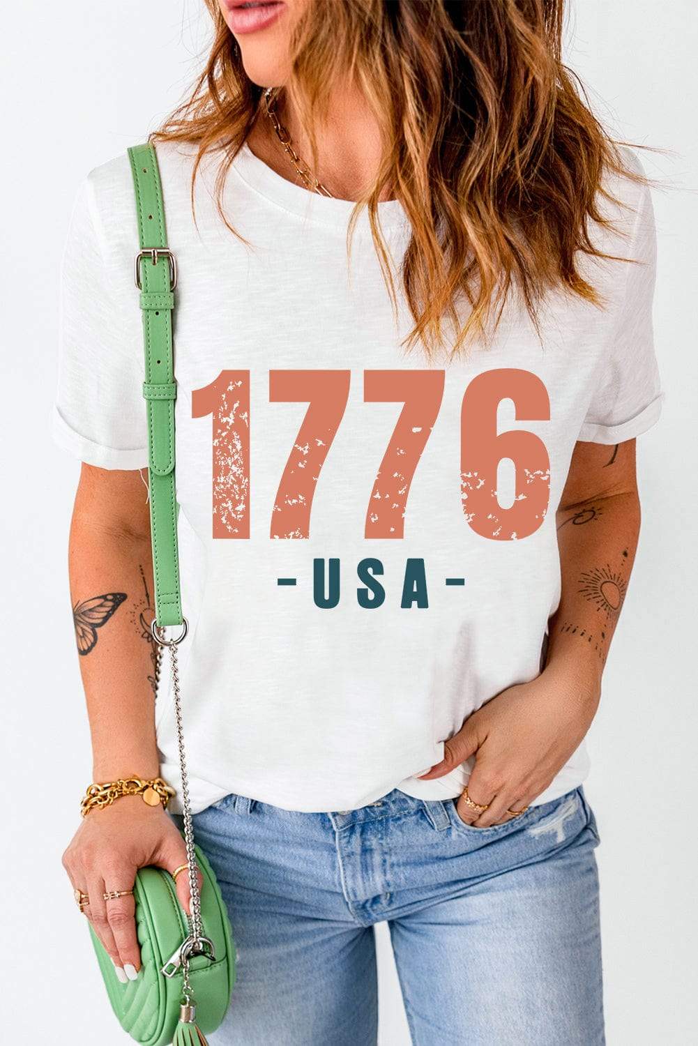 Graphic Round Neck Short Sleeve T-Shirt - Trendsi - Flyclothing LLC