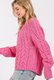 SAGE + FIG Cable-Knit Long Sleeve Sweater - Trendsi