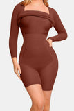 Basic Bae Full Size Built-In Shapewear Square Neck Long Sleeve Dress - Trendsi - Flyclothing LLC
