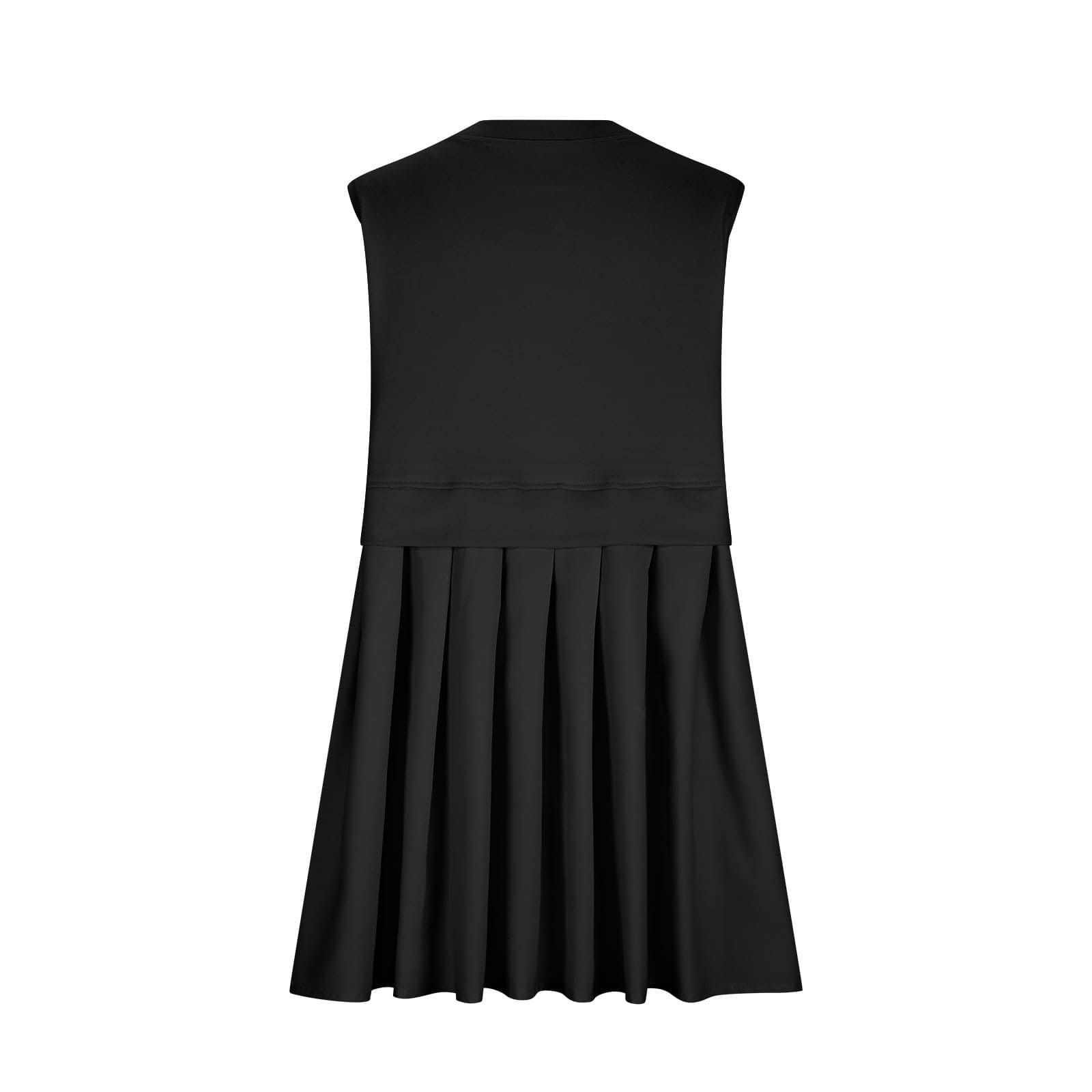 Pleated Round Neck Sleeveless Mini Dress - Trendsi