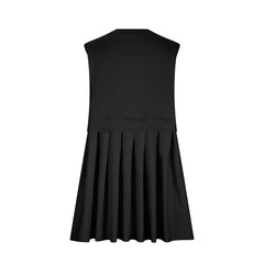 Pleated Round Neck Sleeveless Mini Dress - Trendsi