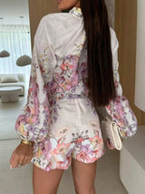 Printed Long Sleeve Shirt and Shorts Set - Trendsi - Flyclothing LLC