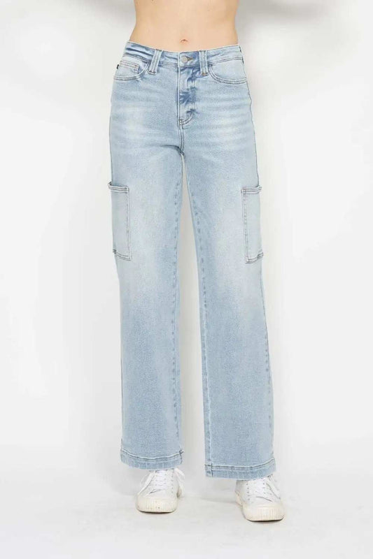 Judy Blue Full Size High Waist Straight Cargo Jeans - Trendsi - Flyclothing LLC