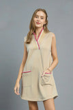 Umgee Frill Contrast Trim Sleeveless Mini Dress - Trendsi
