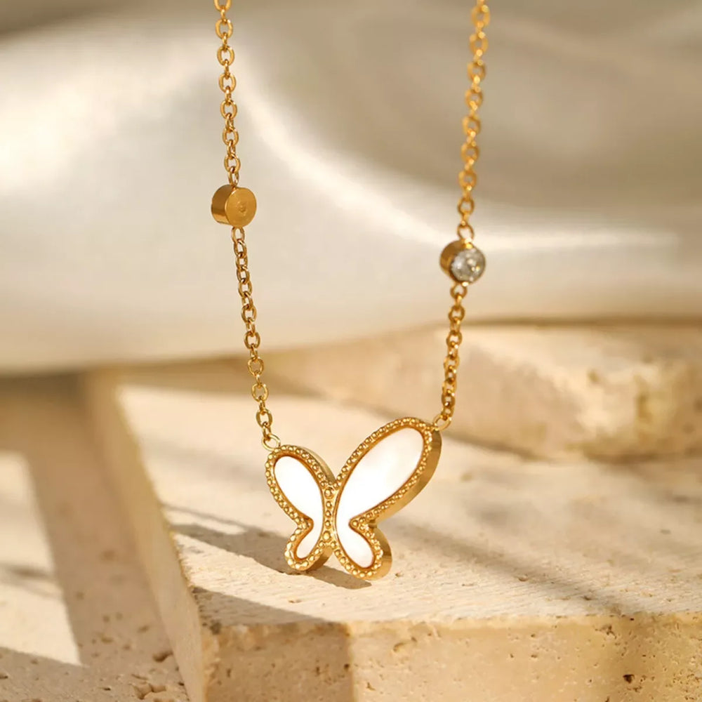 18K Gold-Plated Butterfly Necklace - Trendsi - Flyclothing LLC